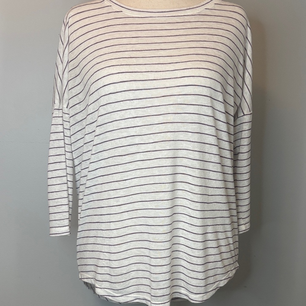 Loft Women’s Striped Burgandy & Ivory  Women's Top - M
